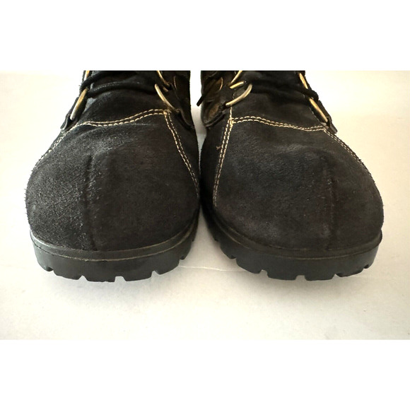 Gran Sasso Hiking Boots Women's 9M Black Suede Leather Lug Sole Fashion Italy - Picture 7 of 12
